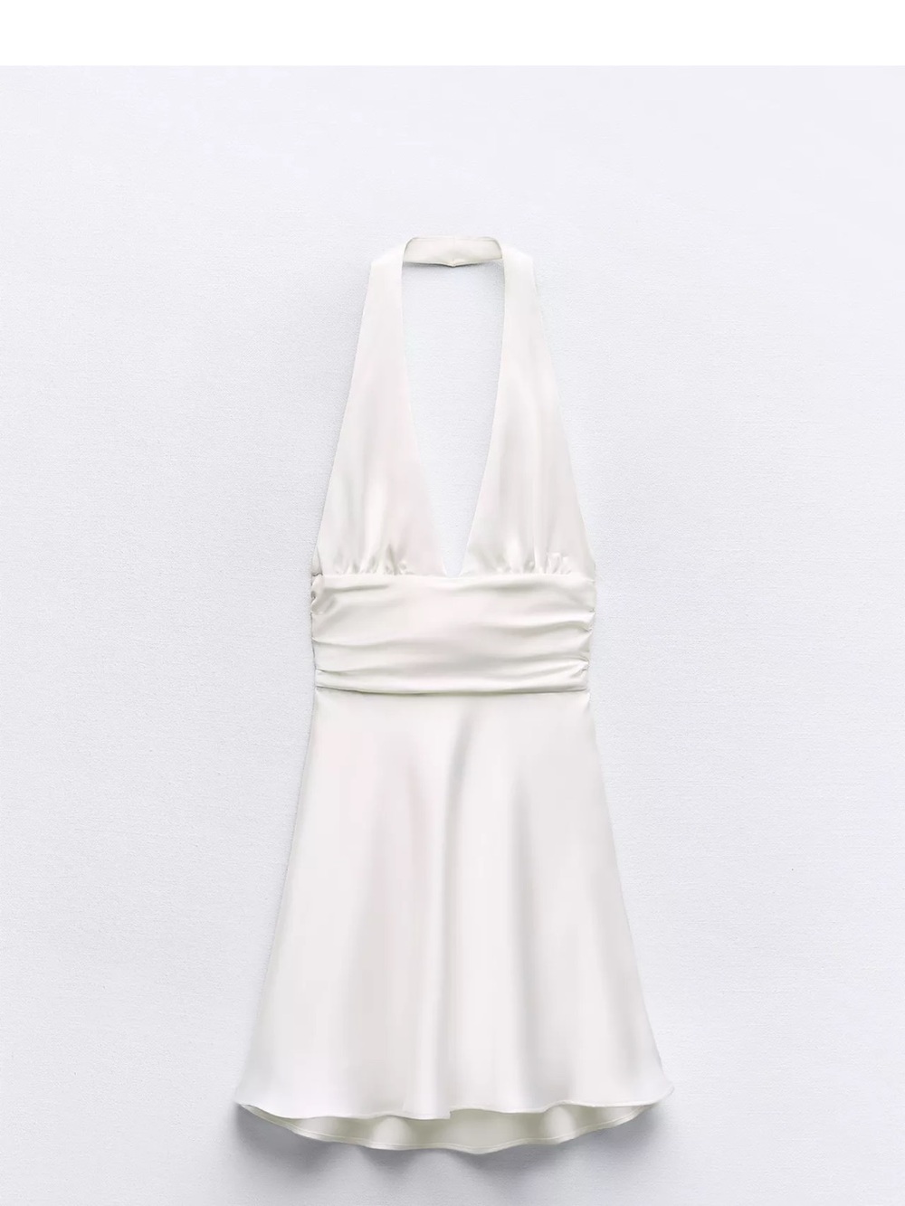 Zara White Satin Halter Mini Dress